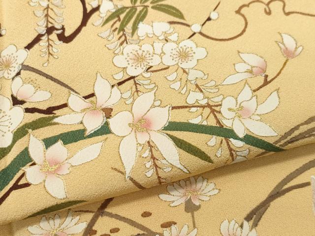 平和屋着物●訪問着　作家物　草花文　金彩　正絹　逸品　CAAW3861vf