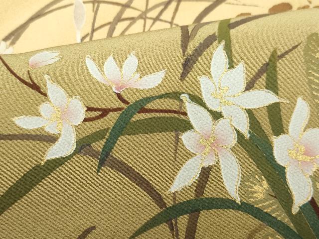 平和屋着物●訪問着　作家物　草花文　金彩　正絹　逸品　CAAW3861vf