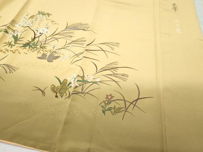 平和屋着物●訪問着　作家物　草花文　金彩　正絹　逸品　CAAW3861vf