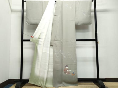 平和屋着物●訪問着　友禅　作家物　人物枝蕾文　正絹　逸品　CAAW3875vf