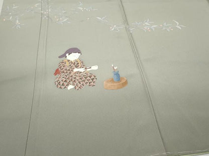 平和屋着物●訪問着　友禅　作家物　人物枝蕾文　正絹　逸品　CAAW3875vf