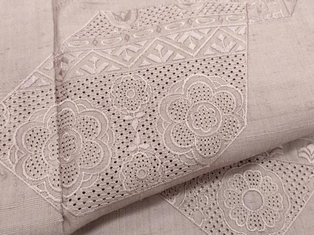 平和屋着物●中国三大刺繍　スワトウ刺繍　総刺繍　訪問着　紬地　吉祥花文　鴇浅葱色　正絹　逸品　CAAW3880vf