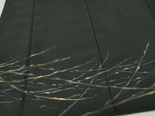 平和屋着物●訪問着 本場染大島紬 作家物 枝葉文 金銀彩 正絹 逸品 CAAW3886vf