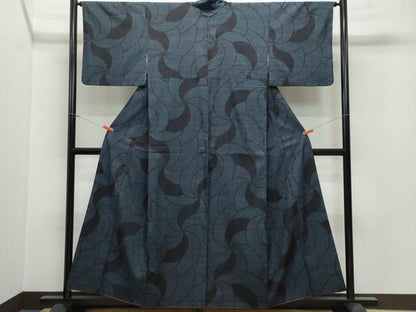 平和屋着物●結城紬 100亀甲 抽象文 正絹 逸品 CAAW3890vf