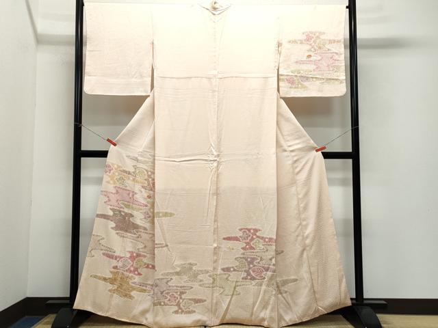 平和屋着物●訪問着 絞り 刺繍 吉祥草花文 金彩 正絹 逸品 CAAW3892vf