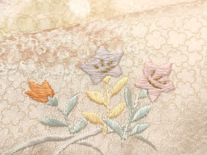 平和屋着物●訪問着 絞り 刺繍 吉祥草花文 金彩 正絹 逸品 CAAW3892vf