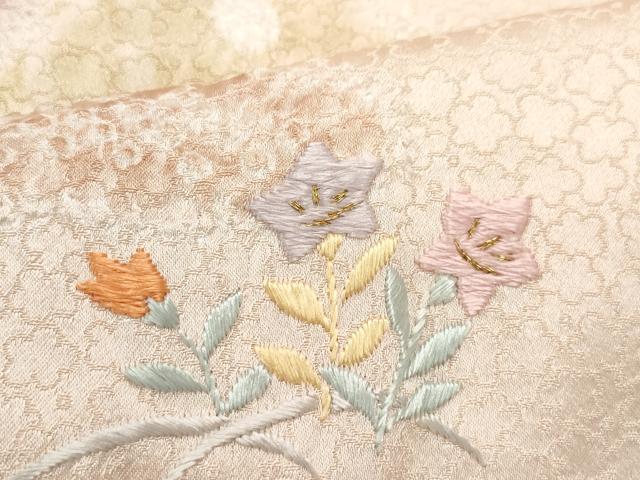 平和屋着物●訪問着 絞り 刺繍 吉祥草花文 金彩 正絹 逸品 CAAW3892vf