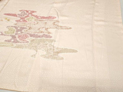 平和屋着物●訪問着 絞り 刺繍 吉祥草花文 金彩 正絹 逸品 CAAW3892vf