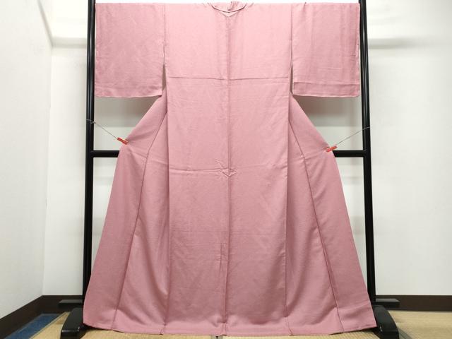 平和屋着物●上質な色無地　紋意匠　長春色　正絹　逸品　CAAW3893vf