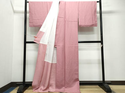 平和屋着物●上質な色無地　紋意匠　長春色　正絹　逸品　CAAW3893vf