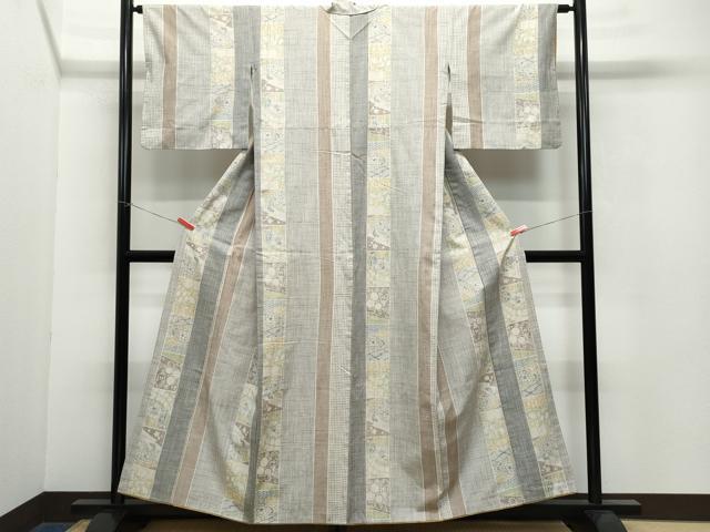 平和屋着物●上質な紬 吉祥花文 正絹 逸品 CAAW3900vf