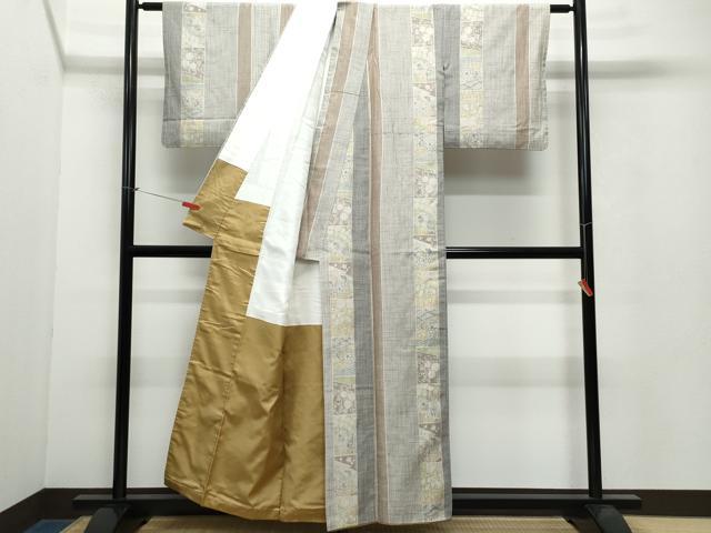 平和屋着物●上質な紬 吉祥花文 正絹 逸品 CAAW3900vf