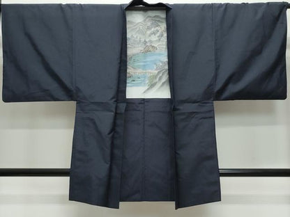 平和屋着物●男性 本場大島紬 アンサンブル 薩摩結城 濃紺色 正絹 逸品 CAAW3902vf