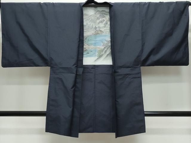 平和屋着物●男性 本場大島紬 アンサンブル 薩摩結城 濃紺色 正絹 逸品 CAAW3902vf