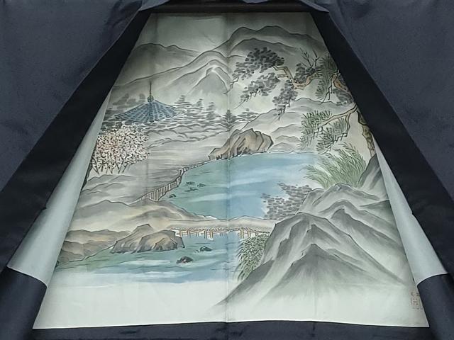 平和屋着物●男性 本場大島紬 アンサンブル 薩摩結城 濃紺色 正絹 逸品 CAAW3902vf