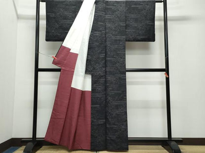 平和屋着物●結城紬 80亀甲 草花文 正絹 逸品 CAAW3910vf