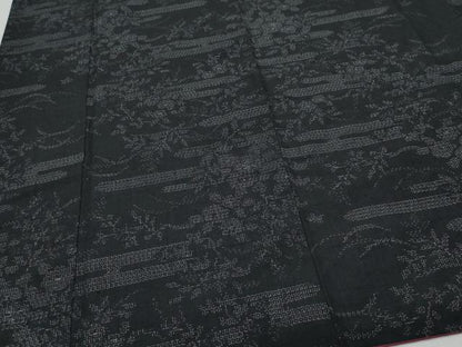 平和屋着物●結城紬 80亀甲 草花文 正絹 逸品 CAAW3910vf