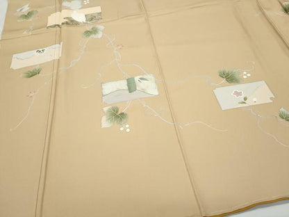 平和屋着物●訪問着 白鷺 葡萄蔦の葉文 金彩 正絹 逸品 CAAW3911vf