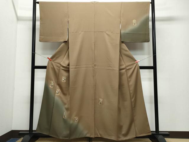 平和屋着物●訪問着 駒刺繍 竹屋町刺繍 枝花文 暈し染め 金彩 正絹 逸品 CAAW3912vf