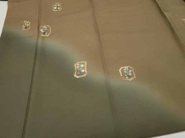 平和屋着物●訪問着 駒刺繍 竹屋町刺繍 枝花文 暈し染め 金彩 正絹 逸品 CAAW3912vf