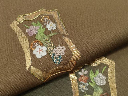 平和屋着物●訪問着 駒刺繍 竹屋町刺繍 枝花文 暈し染め 金彩 正絹 逸品 CAAW3912vf