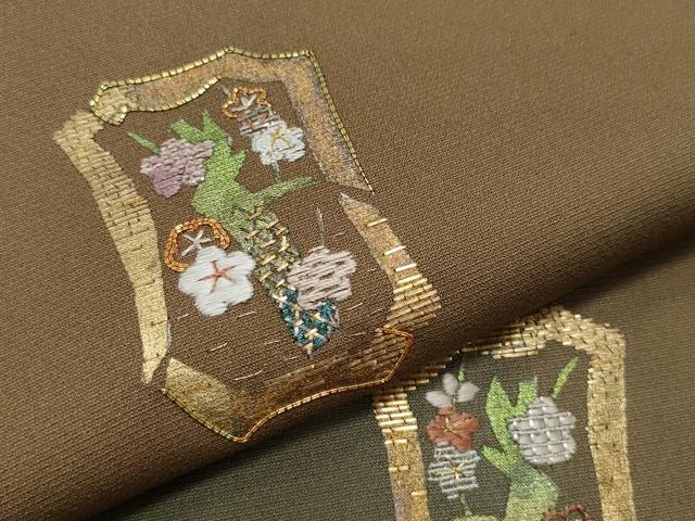 平和屋着物●訪問着 駒刺繍 竹屋町刺繍 枝花文 暈し染め 金彩 正絹 逸品 CAAW3912vf