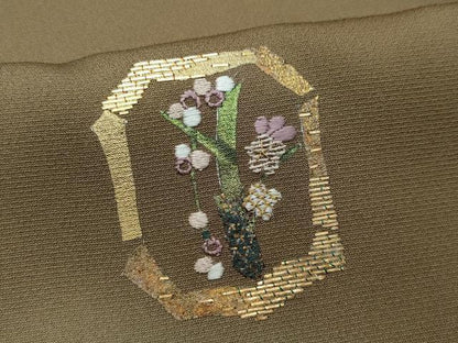 平和屋着物●訪問着 駒刺繍 竹屋町刺繍 枝花文 暈し染め 金彩 正絹 逸品 CAAW3912vf