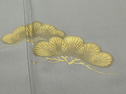 平和屋着物●訪問着　刺繍　松　溢れ松葉文　金彩　正絹　逸品　CAAW3915vf