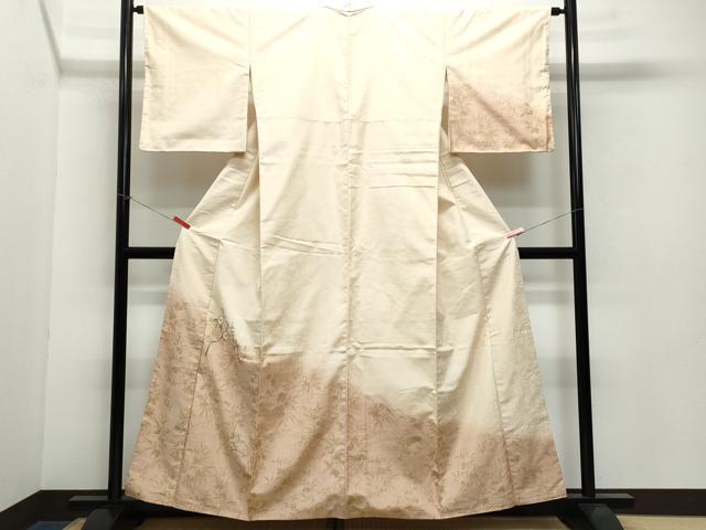 平和屋着物●訪問着 紬地 刺繍 枝花文 金彩 正絹 逸品 CAAW3924vf