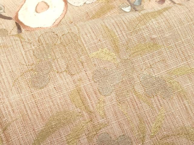 平和屋着物●訪問着 紬地 刺繍 枝花文 金彩 正絹 逸品 CAAW3924vf