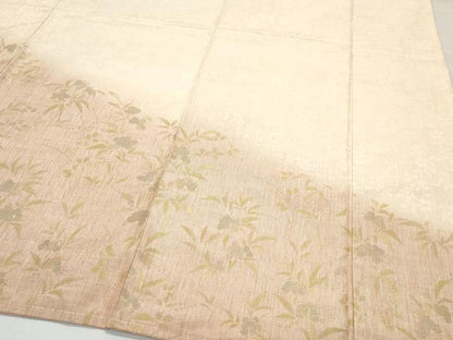 平和屋着物●訪問着 紬地 刺繍 枝花文 金彩 正絹 逸品 CAAW3924vf