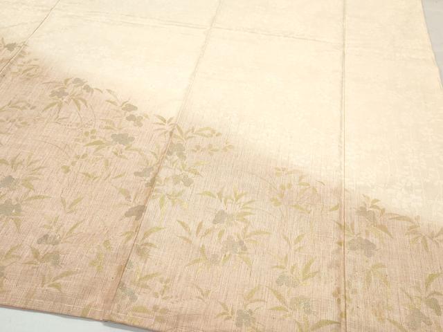 平和屋着物●訪問着 紬地 刺繍 枝花文 金彩 正絹 逸品 CAAW3924vf
