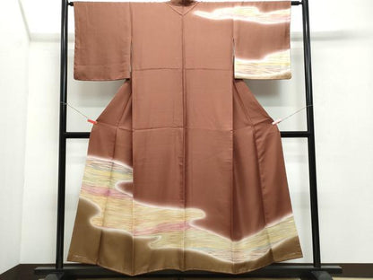 平和屋着物●訪問着　霞文　暈し染め　正絹　逸品　CAAW3928vf