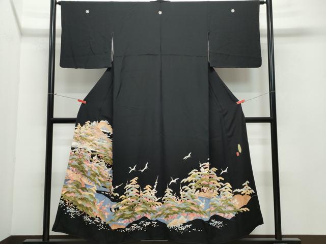 平和屋着物●豪華黒留袖　友禅　作家物　松竹梅鶴　正絹　逸品　CAAW3932vf