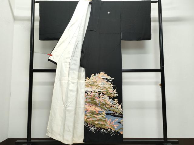 平和屋着物●豪華黒留袖　友禅　作家物　松竹梅鶴　正絹　逸品　CAAW3932vf