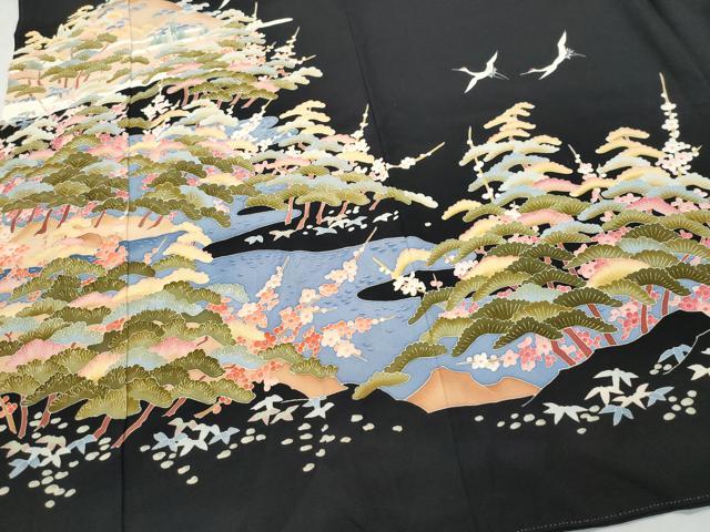 平和屋着物●豪華黒留袖　友禅　作家物　松竹梅鶴　正絹　逸品　CAAW3932vf