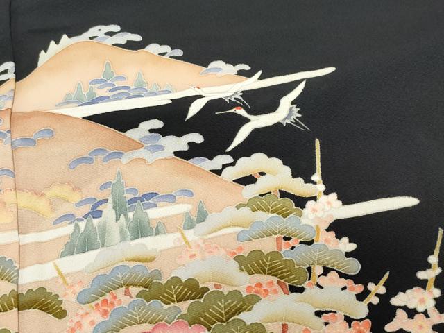 平和屋着物●豪華黒留袖　友禅　作家物　松竹梅鶴　正絹　逸品　CAAW3932vf