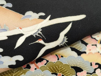 平和屋着物●豪華黒留袖　友禅　作家物　松竹梅鶴　正絹　逸品　CAAW3932vf