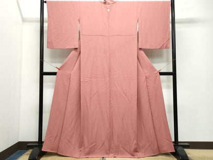 平和屋着物●上質な色無地　蘇芳香色　正絹　逸品　CAAW3933vf