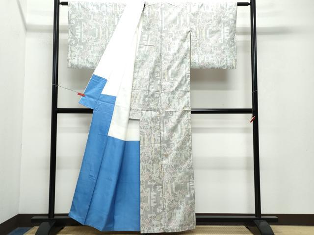 平和屋着物●本場大島紬 白大島 7マルキ 唐草文 正絹 逸品 CAAW3942vf
