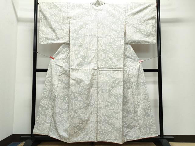 平和屋着物●本場大島紬 白大島 7マルキ 雲取り屏風花文 正絹 逸品 CAAW3943vf