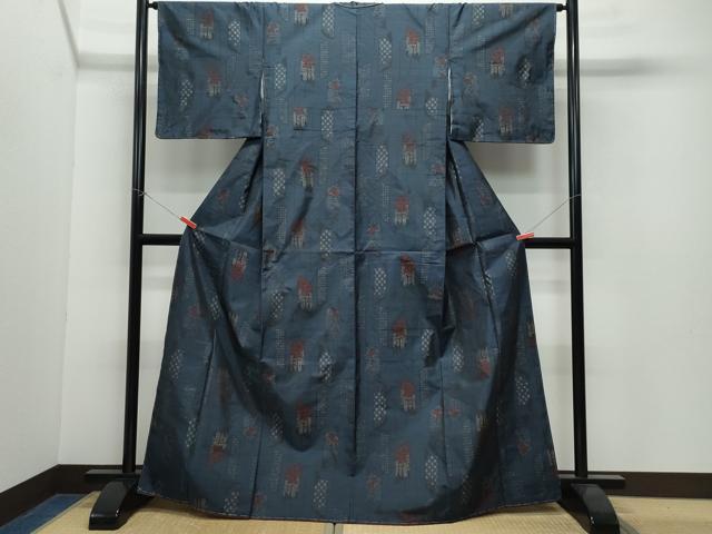 平和屋着物●本場大島紬 吉祥草花文 正絹 逸品 CAAW3946vf