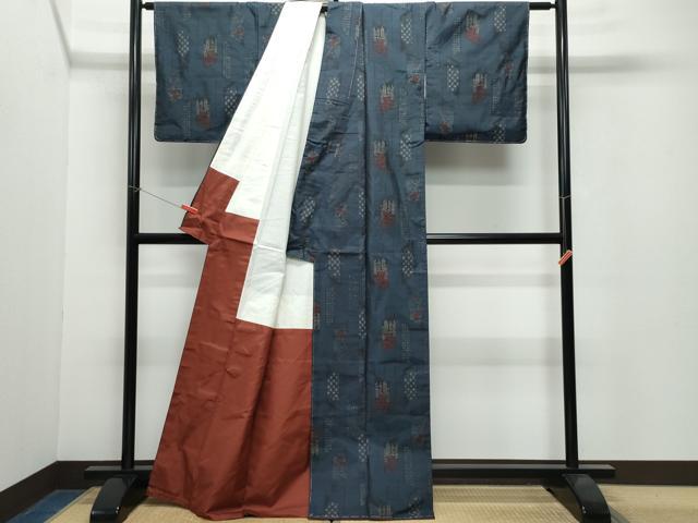 平和屋着物●本場大島紬 吉祥草花文 正絹 逸品 CAAW3946vf