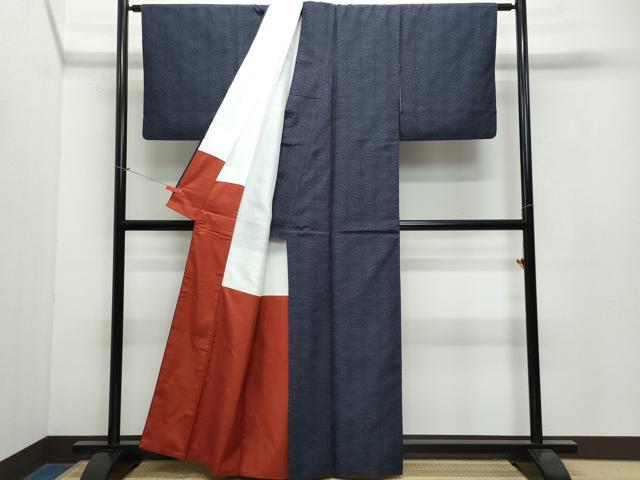 平和屋着物●塩沢紬 100亀甲 麻の葉文 正絹 逸品 CAAW3947vf