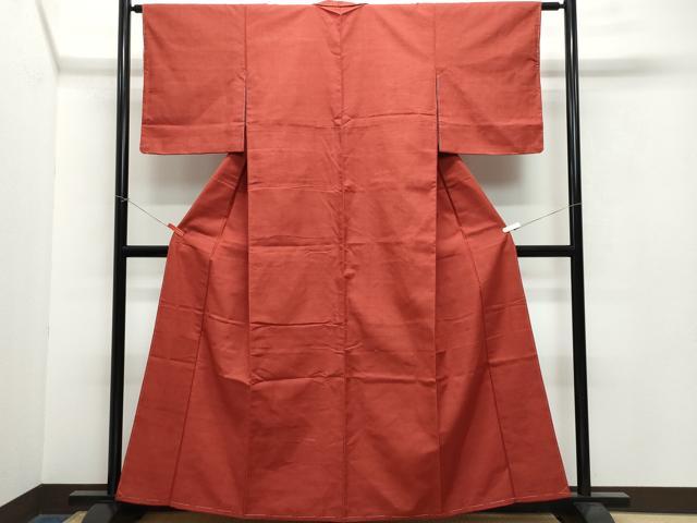 平和屋着物●上質な紬　色無地　紅海老茶色　正絹　逸品　未使用　CAAW3953vf