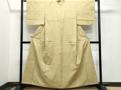 平和屋着物●上質な紬 色無地 榛色 正絹 逸品 CAAW3956vf