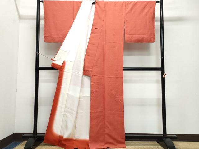平和屋着物●上質な紬 色無地 赤丹色 正絹 逸品 CAAW3958vf