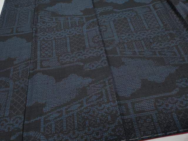平和屋着物●結城紬　80亀甲　雲取り屏風文　正絹　逸品　未使用　CAAW3961vf