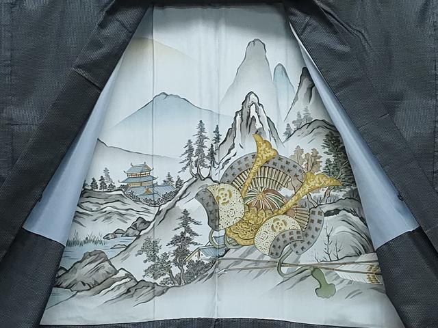 平和屋着物●男性 本場大島紬 アンサンブル 80亀甲 総詰め 正絹 逸品 CAAW3966vf