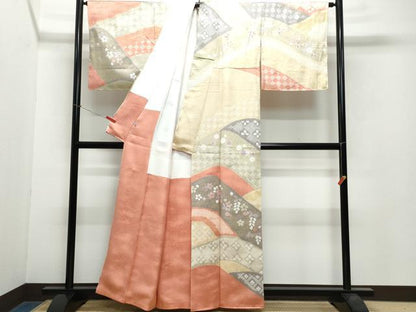 平和屋着物●訪問着　絞り　吉祥花文　金彩　正絹　逸品　CAAW3980vf